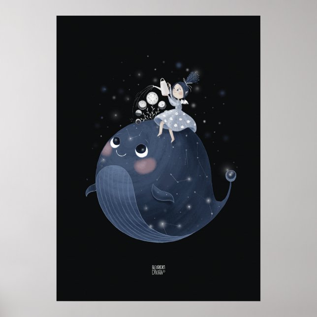Poster WAXING MOON WHALE por Alexandra Dikaia (Frente)