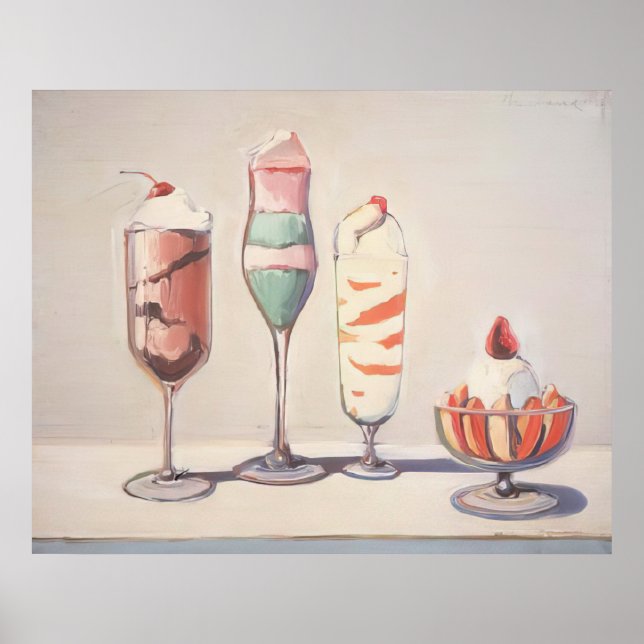 Poster wayne thiebaud - quatro sundaes (Frente)