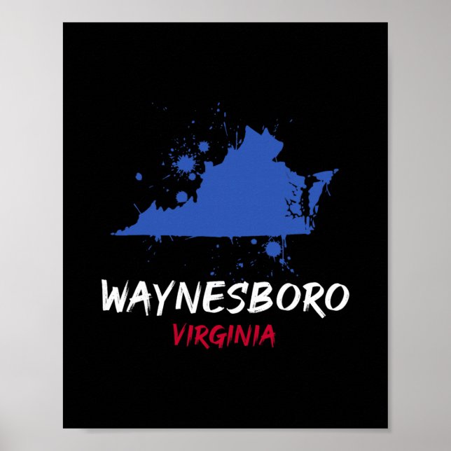 Poster Waynesboro Virgínia Va Mancha de Tinta Souvenir de (Frente)