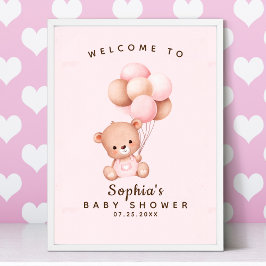 Poster We can Bearly Wait, Baby Shower Girl