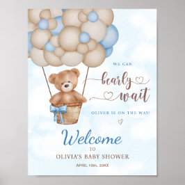 Poster We Can Bearly Wait Baby Shower Welcome Sign