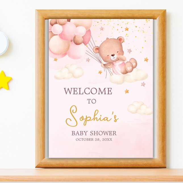 Poster We Can Bearly Wait, Bear Girl Baby Shower (Criador carregado)
