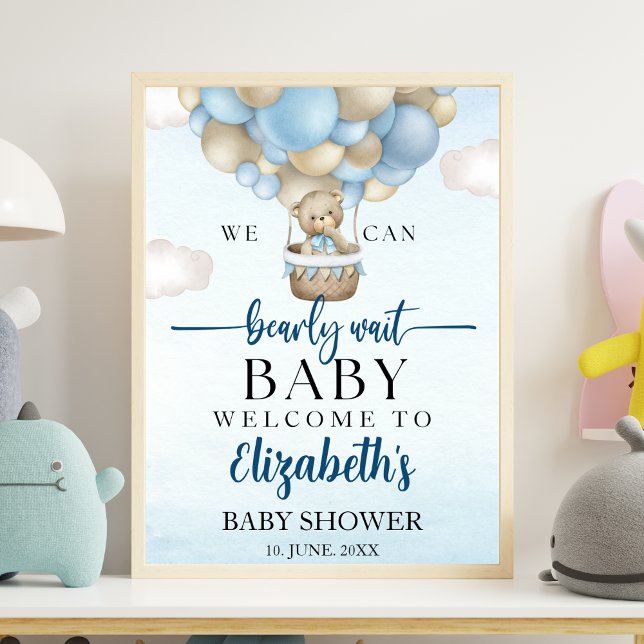Poster We can Bearly wait - Teddy Bear Baby Shower Boy (Criador carregado)