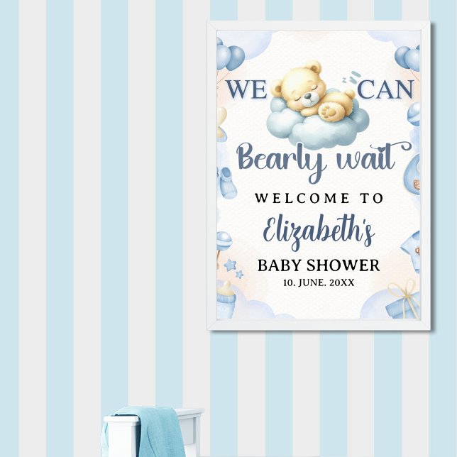 Poster We can Bearly wait - Teddy Bear Baby Shower Boy (Criador carregado)