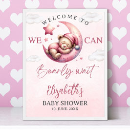Poster We can Bearly wait - Teddy Bear Baby shower Girl