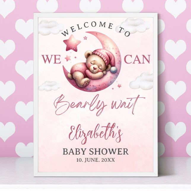 Poster We can Bearly wait - Teddy Bear Baby shower Girl (Criador carregado)