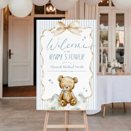 Poster We Can Bearly Wait Teddy Bear Boy Shower Welcome