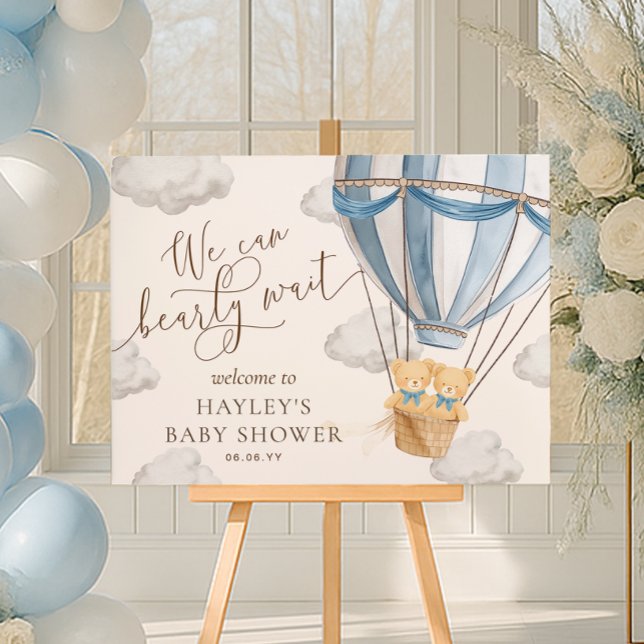 Poster We Can Bearly Wait Twins Baby Shower Welcome (Criador carregado)