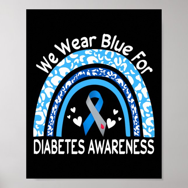 Poster We Wear Blue For Diabetes Awareness Rainbow Leopar (Frente)