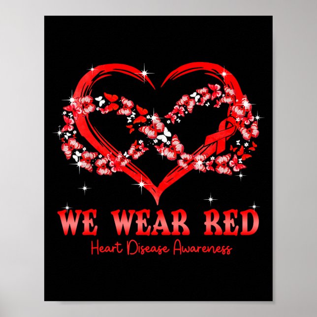 Poster We Wear Red Butterfly Heart Heart Disease Awarenes (Frente)