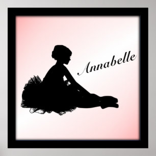 Poster Weary Ballerina Personalizada com Nome Rosa