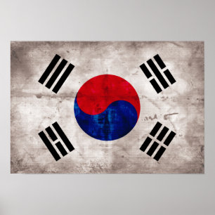 Poster Weathered South Korean Flag