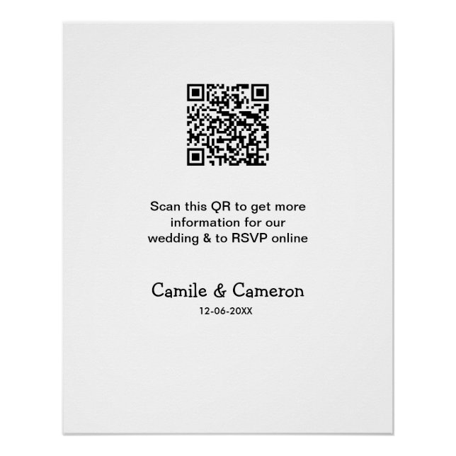 Póster WEBSITE QR WEDDING adicionar data do nome fotônico (Frente)