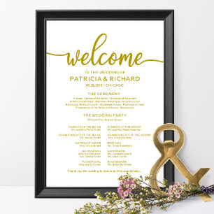 Poster Wedding Ceremony Program Gold Calligraphy