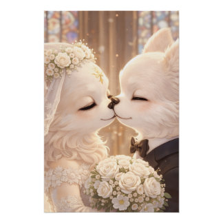 Póster Wedding Dog Art Poster – Romantic Fantasy art