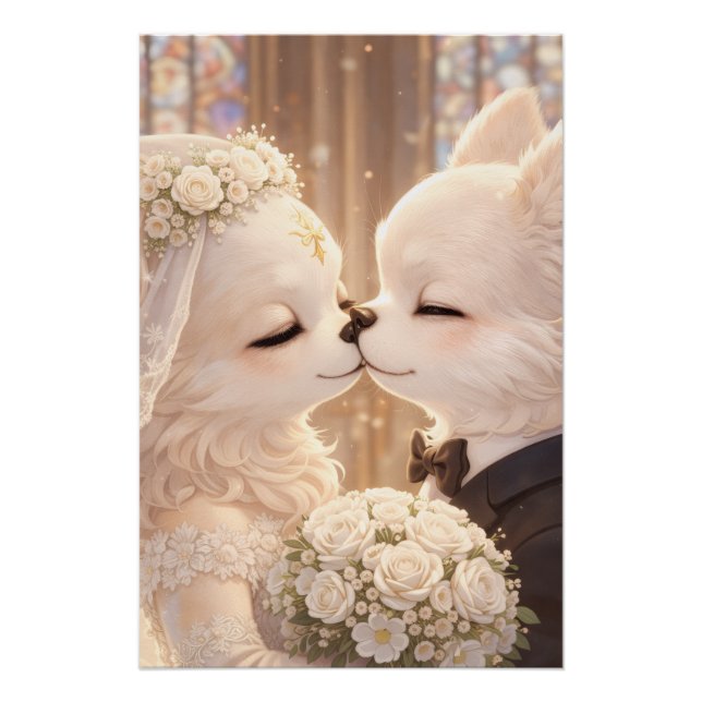 Póster Wedding Dog Art Poster – Romantic Fantasy art (Frente)