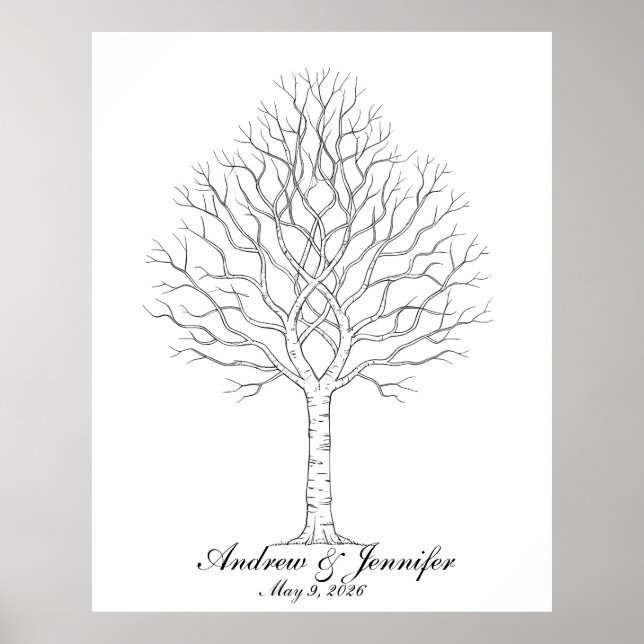 Poster Wedding Fingerprint Tree Guest Book Alternative (Frente)