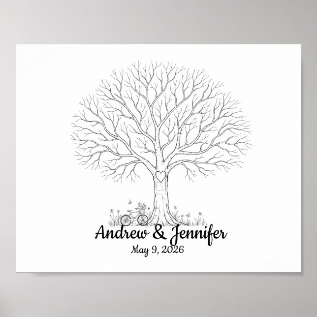 Poster Wedding Fingerprint Tree Guest Book Alternative (Frente)