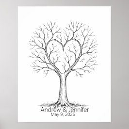 Poster Wedding Fingerprint Tree Guest Book Alternative