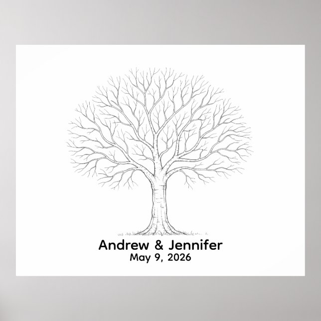 Poster Wedding Fingerprint Tree Guest Book Alternative (Frente)