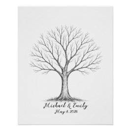 Póster Wedding Fingerprint Tree Guest Book Alternative