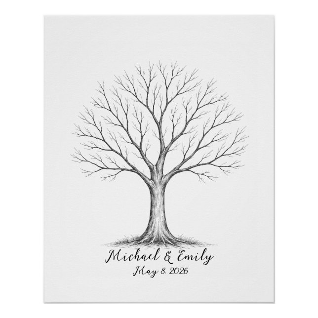 Póster Wedding Fingerprint Tree Guest Book Alternative (Frente)