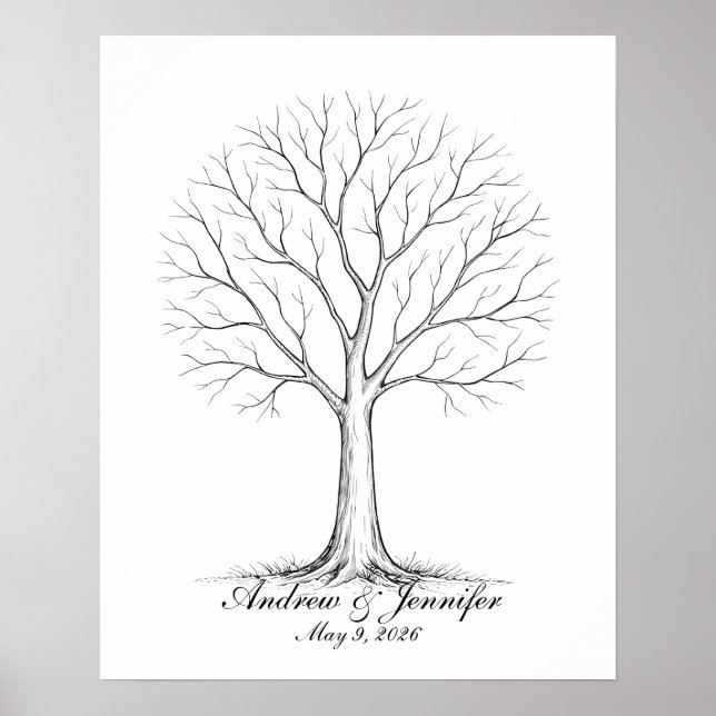 Poster Wedding Fingerprint Tree Guest Book Alternative (Frente)