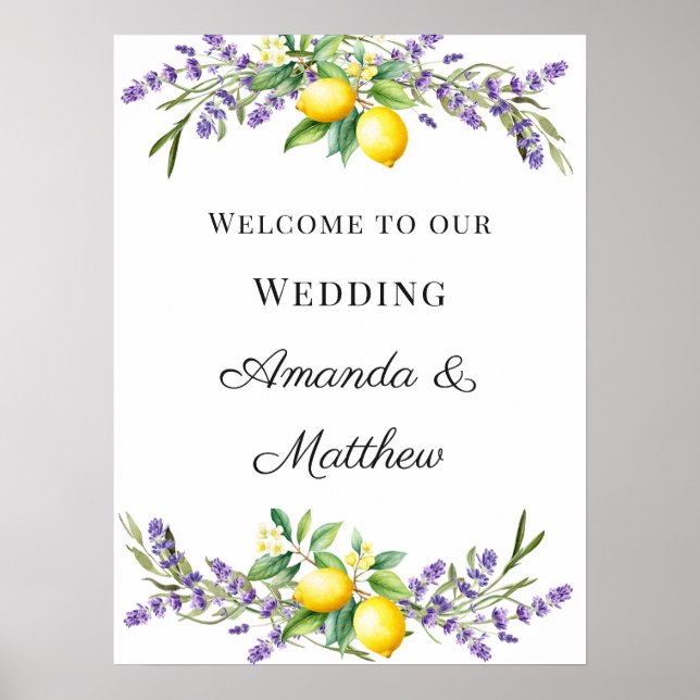 Poster Wedding lavender lemons welcome (Frente)