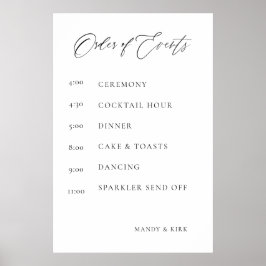 Poster Wedding Order of Events Sign | Elegant Minimal 