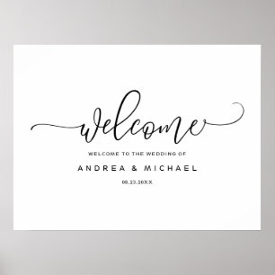 Poster Wedding Welcome Sign - Bounce Calligraphy Black