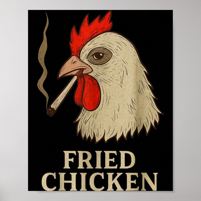 Poster Weed Meme Funny Fried Chicken Smoking  (Frente)