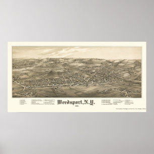 Póster Weedsport, mapa panorâmico de NY - 1885