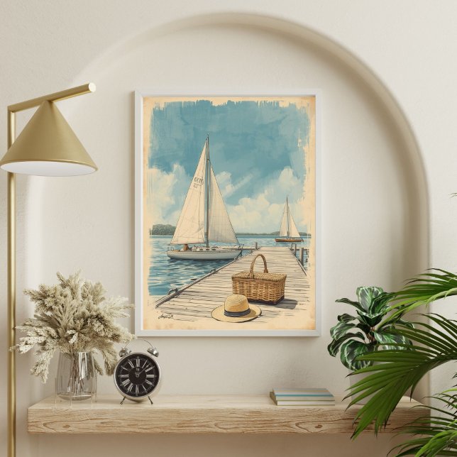 Poster Weekend in the Hamptons – Retro East Coast Seaside (Criador carregado)