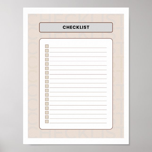 Poster Weekly Checklist Planner Page (Frente)