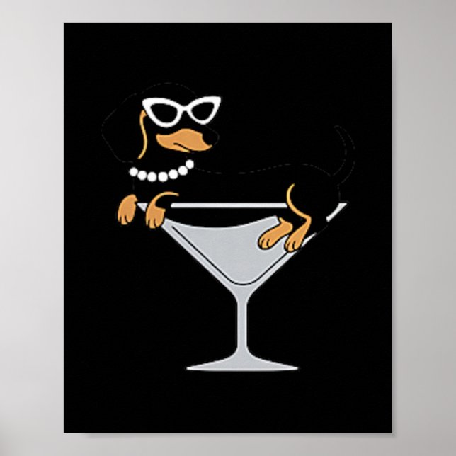Poster Weenies E Martinis Cachorro Dachshund Weenie Tini  (Frente)