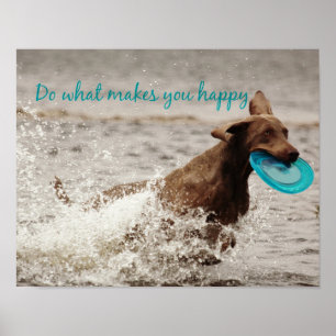 Poster Weimaraner e uma citação feliz