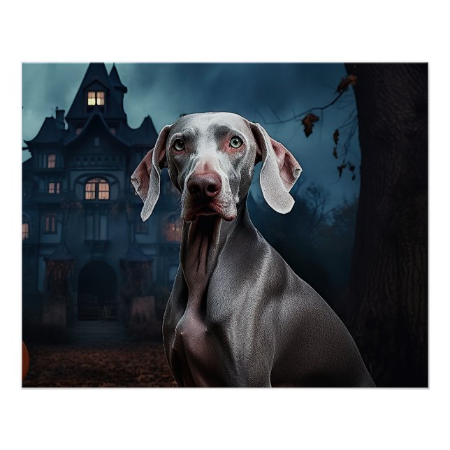 Póster Weimaraner Halloween Scary (Frente)