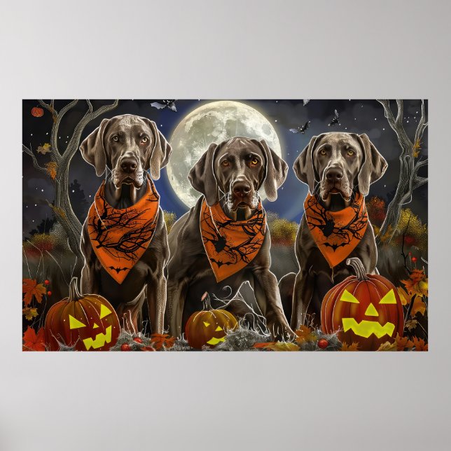 Poster Weimaraner Halloween Spooky (Frente)