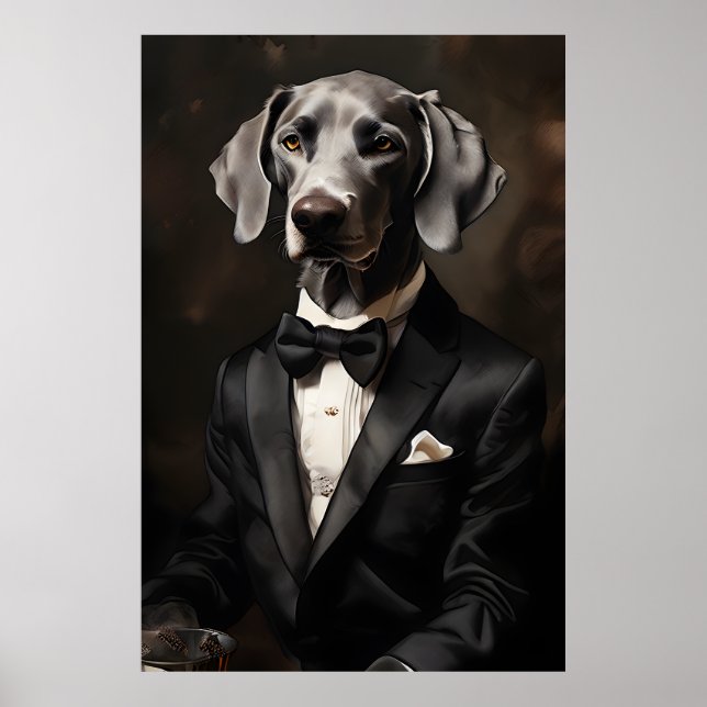 Poster Weimaraner Vestindo uma tinta de smoking vertical (Frente)