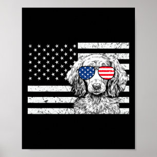 Poster Weiner Dog 4 De Julho Patriótico Americano Bandeir