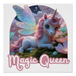 Póster Weißes Einhorn mit Flügeln - Magic Queen