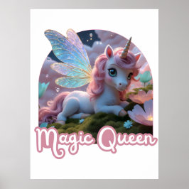 Poster Weißes Einhorn mit Flügeln - Magic Queen