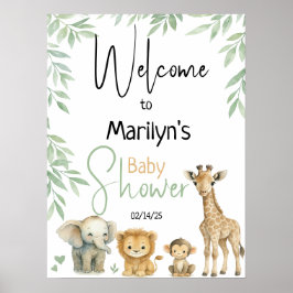 Poster Welcome Baby Shower Baby Animals