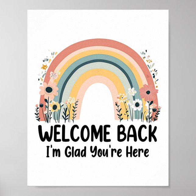 Poster Welcome Back I'm Glad You're Here Teacher 1st Day  (Frente)