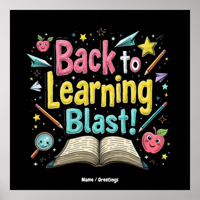 Poster Welcome Back to School Learning Blast Kids Teacher (Frente)