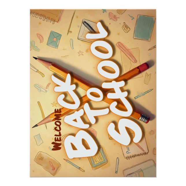 Póster Welcome Back to School – Pencil Art Design (Frente)