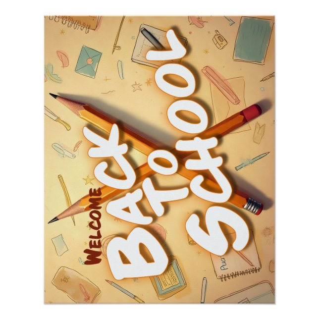 Póster Welcome Back to School – Pencil Art Design (Frente)