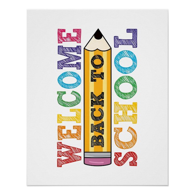 Póster Welcome Back to School – Pencil Illustration (Frente)