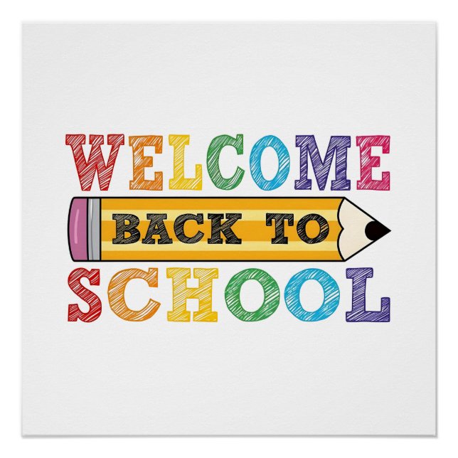 Póster Welcome Back to School – Pencil Illustration (Frente)