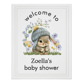 Póster Welcome Poster Baby Shower Simple Cute Bunny